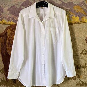 Eddie Bauer Sz XL Womens White Shirt Button Up Tunic Long Sleeve Pocket